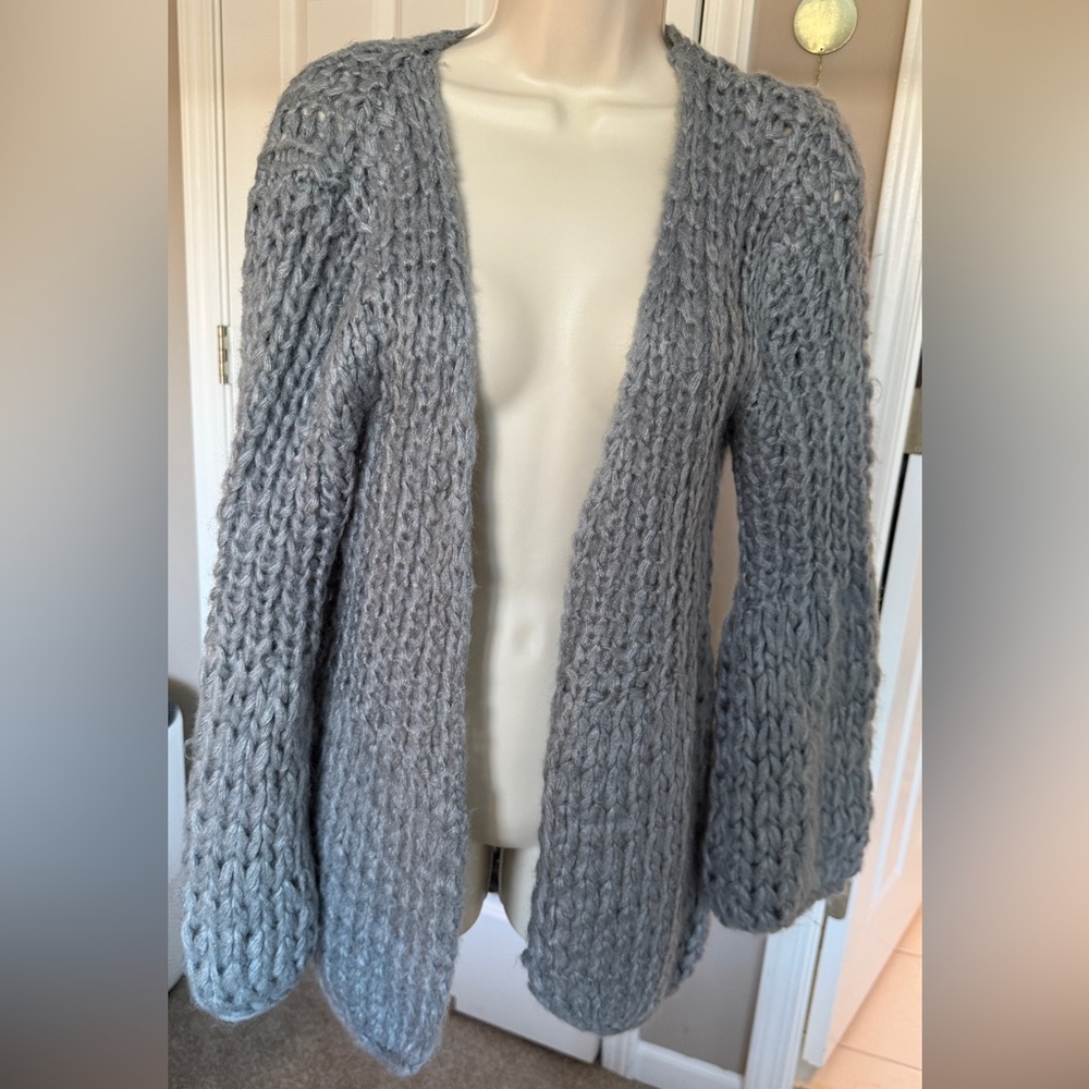 Odds Open-Front Chunky Knit Gray Cardigan